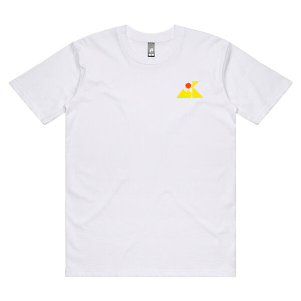 White T-Shirt. Yellow and Red Logo Thumbnail